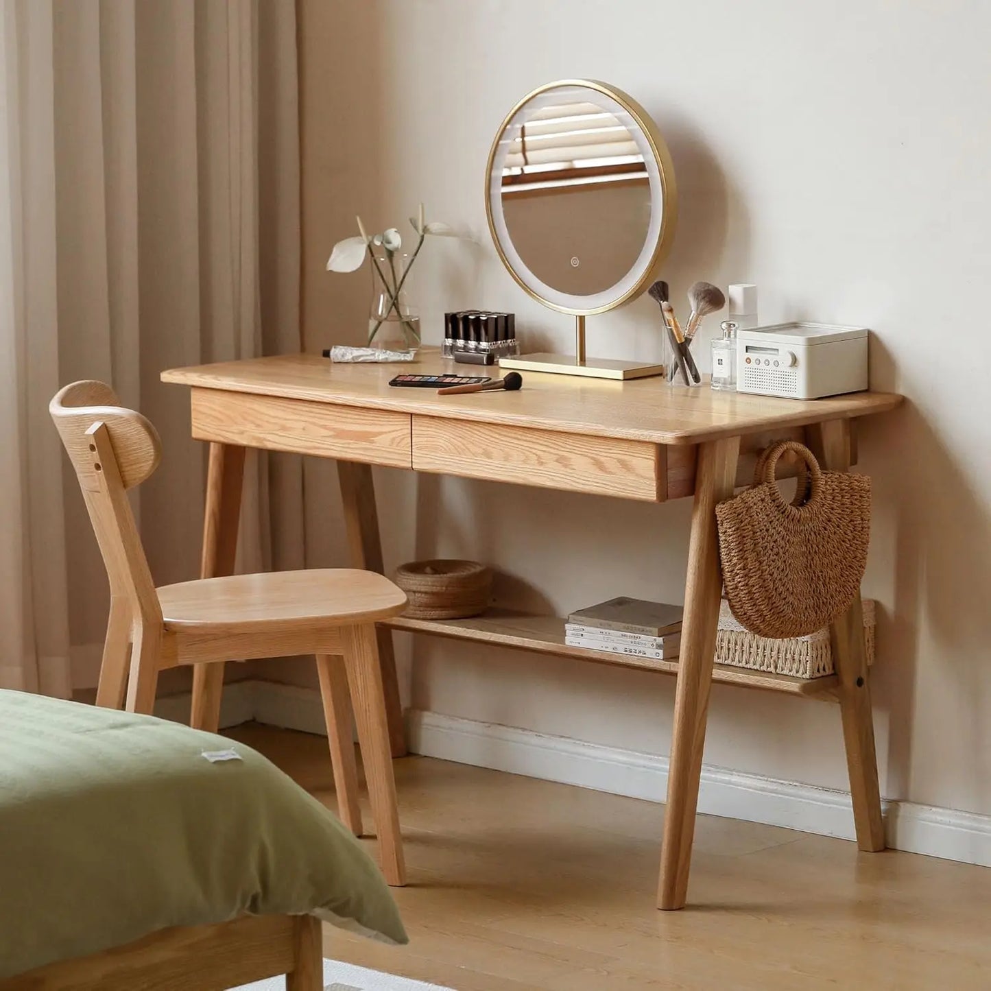 100% Solid Wood Desk with Drawers