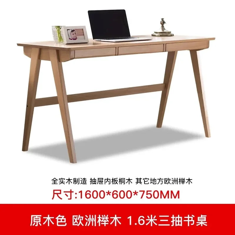 b8Solid Wood Desk Oak Office Writing Computer Desk Simple