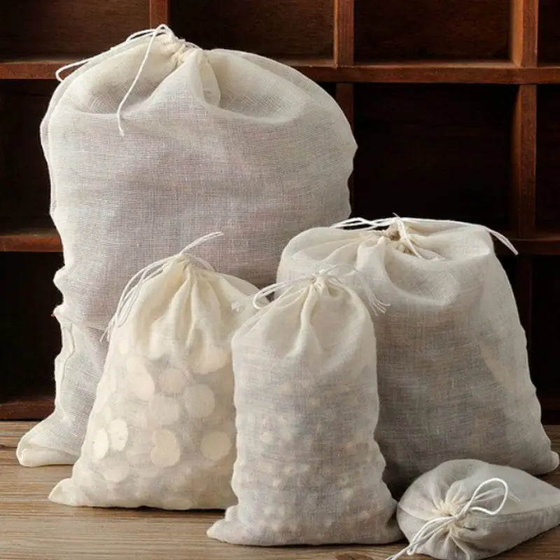 5 PC 100% Cotton Cloth Bag Spice Strainer Mesh Filter