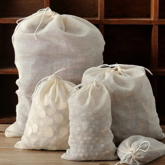5 PC 100% Cotton Cloth Bag Spice Strainer Mesh Filter