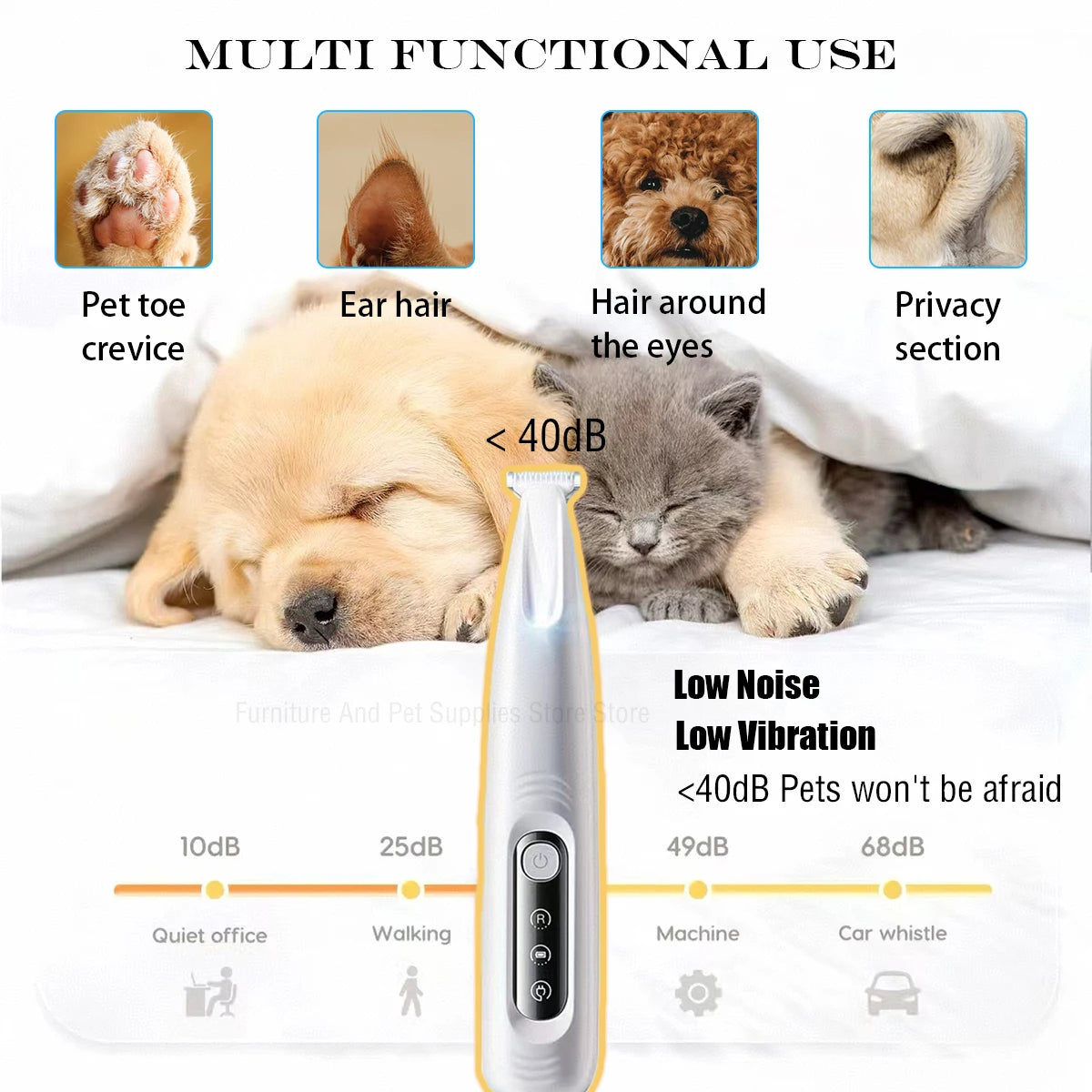 LED Light Fully Waterproof Pet Hair Trimmer