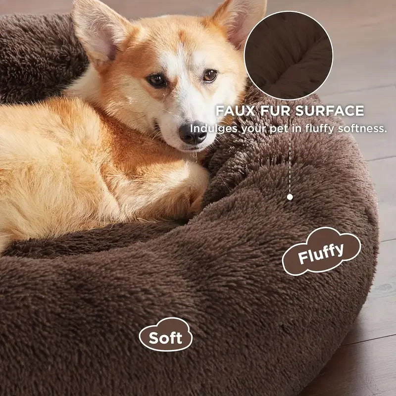 Pet Round  Bed Winter Warm and Plush Basket