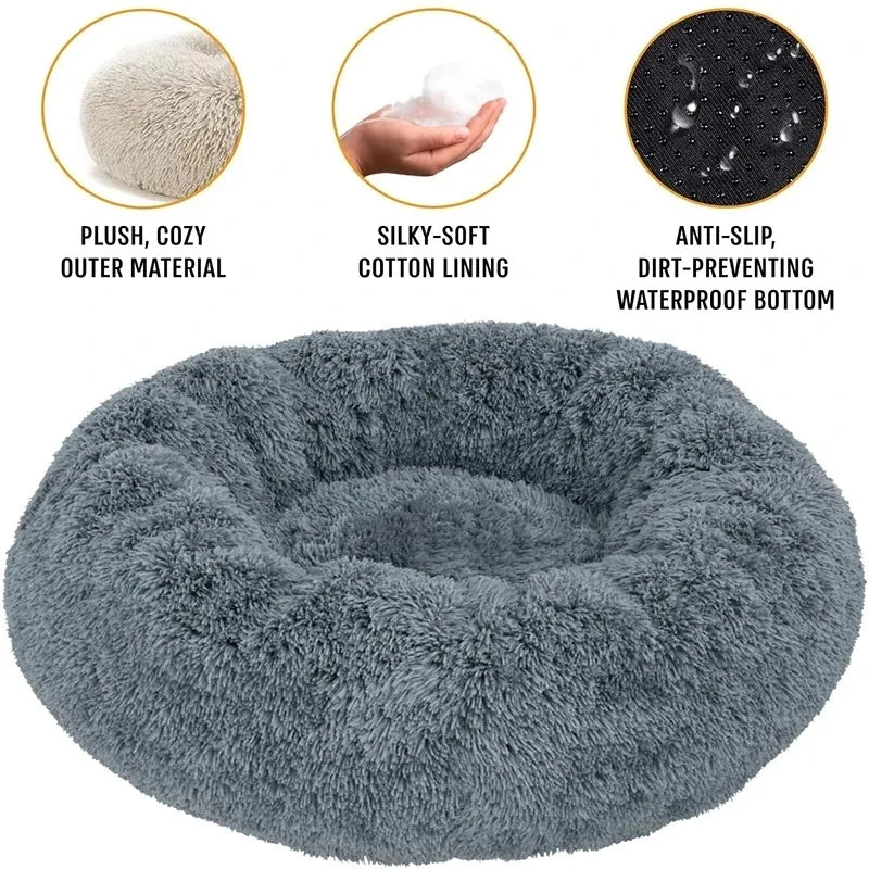 Pet Round  Bed Winter Warm and Plush Basket