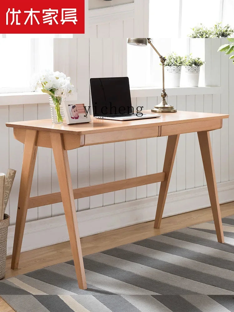 b8Solid Wood Desk Oak Office Writing Computer Desk Simple