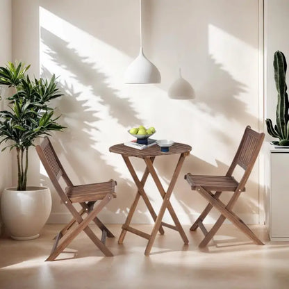 3-Piece Acacia Wood Bistro Set, Folding Patio Furniture for Garden