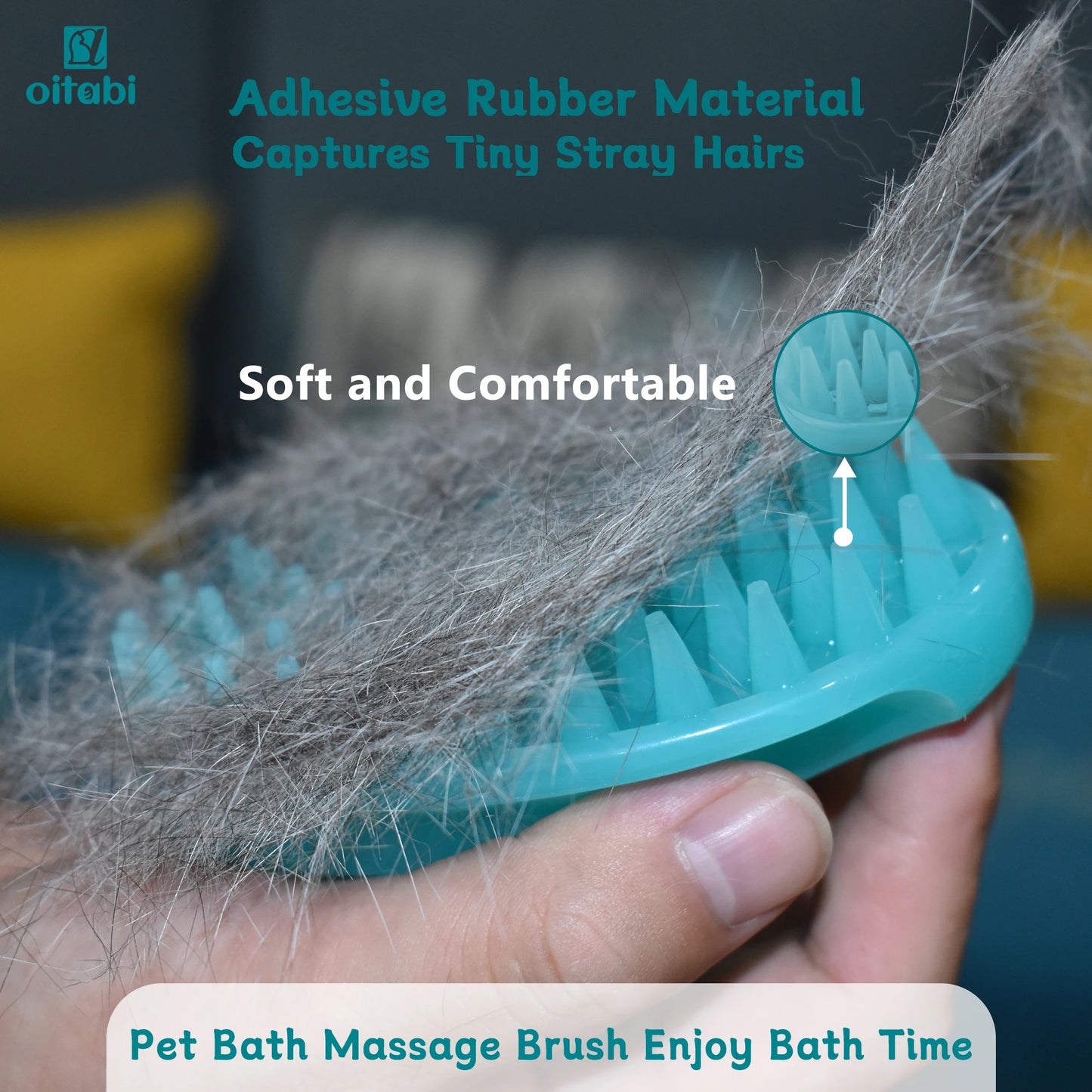 Oitabi Soft Rubber Pet Brush for Short Hair