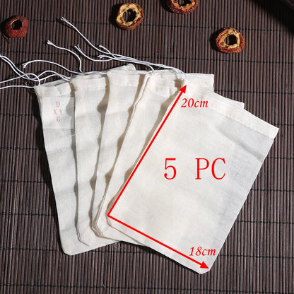 5 PC 100% Cotton Cloth Bag Spice Strainer Mesh Filter