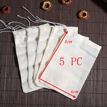 5 PC 100% Cotton Cloth Bag Spice Strainer Mesh Filter