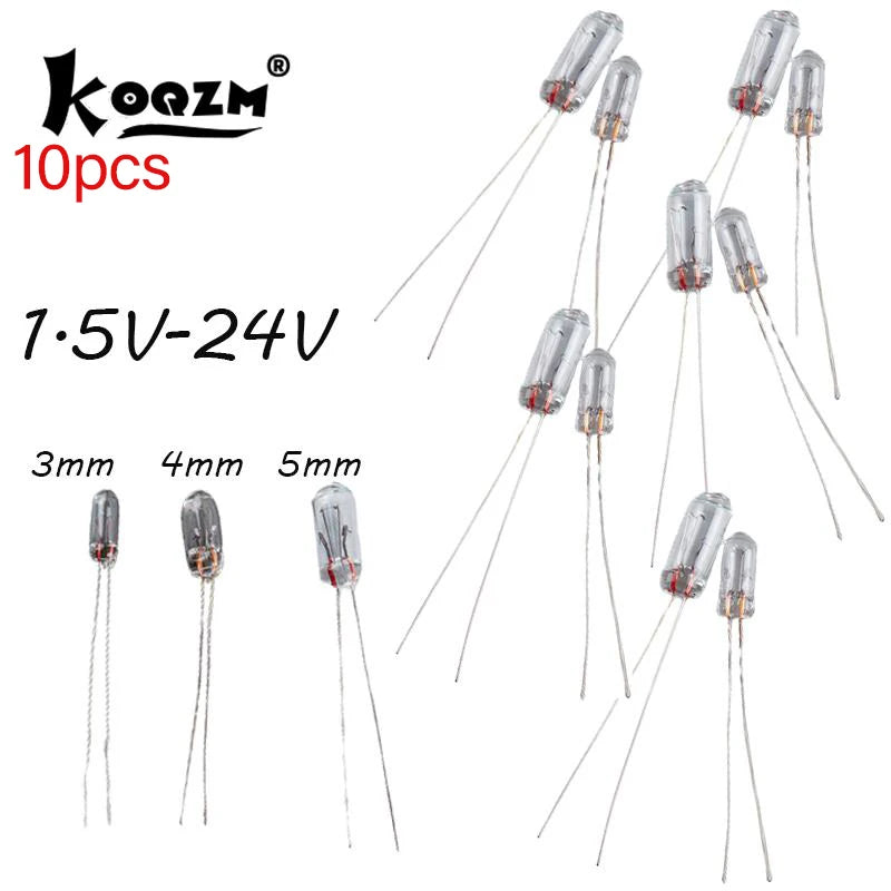 New Style 10pcs Miniature 0.07A 3mm 4mm 5mm 1.5V,3V,6V, 9V,12V, 24V Lamp Light Bulb Edison