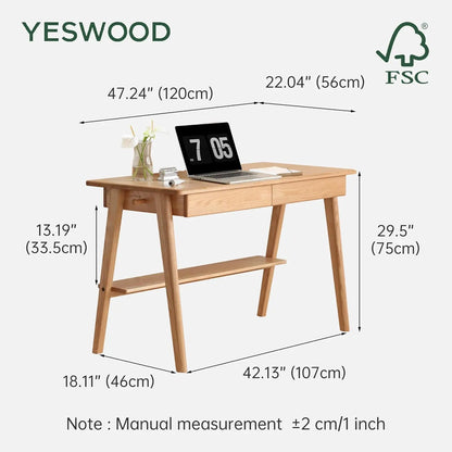 100% Solid Wood Desk with Drawers